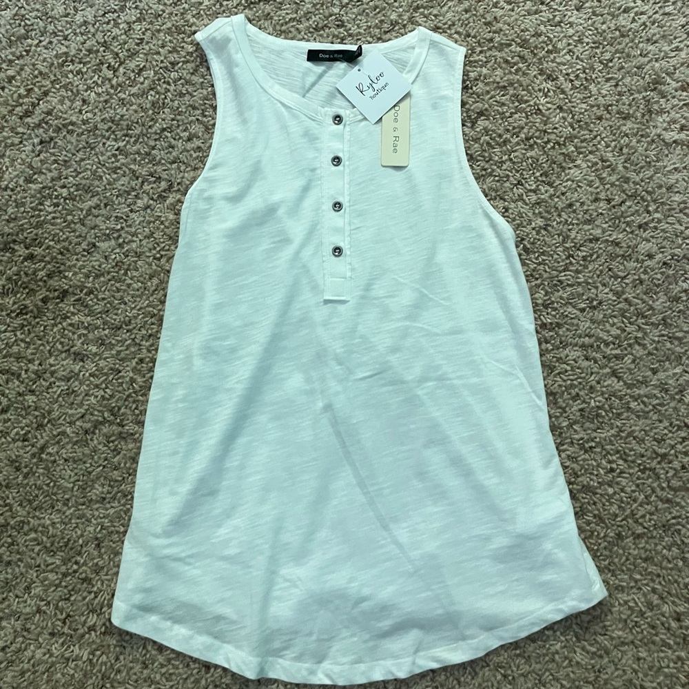 Buttoned White Tank Top
